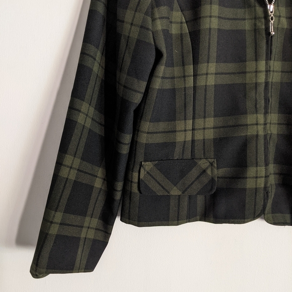 VTG 90's DAILY HABIT Plaid Blazer Zip Front Jacket - Picture 8 of 11